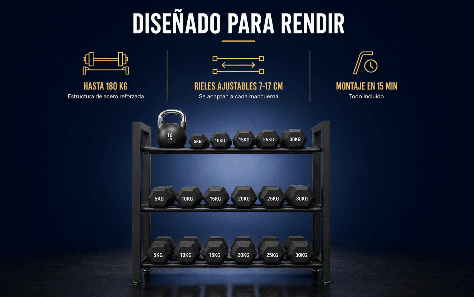 Detalles del producto — módulo 2 de Soporte para mancuernas